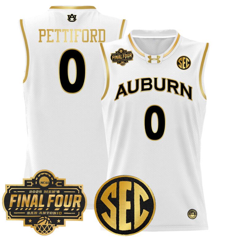 Men Auburn Tigers white Custom 2025 Final Four Patch Lightweight  NCAA Jerseys